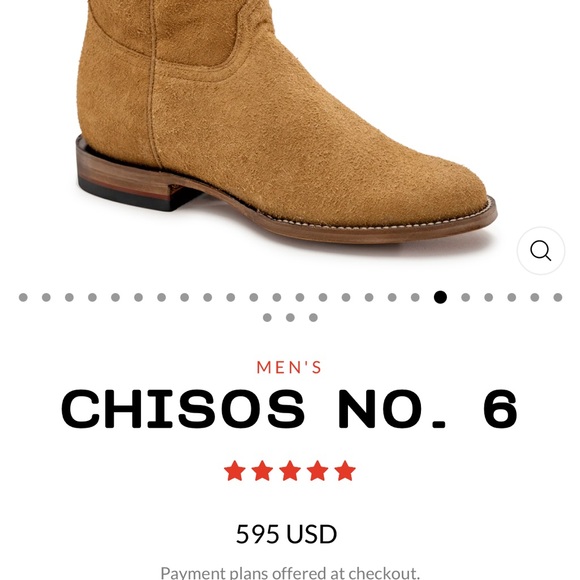 Chisos Men's Tan Suede Cowboy Boots, size 10.5 D - Picture 3 of 7